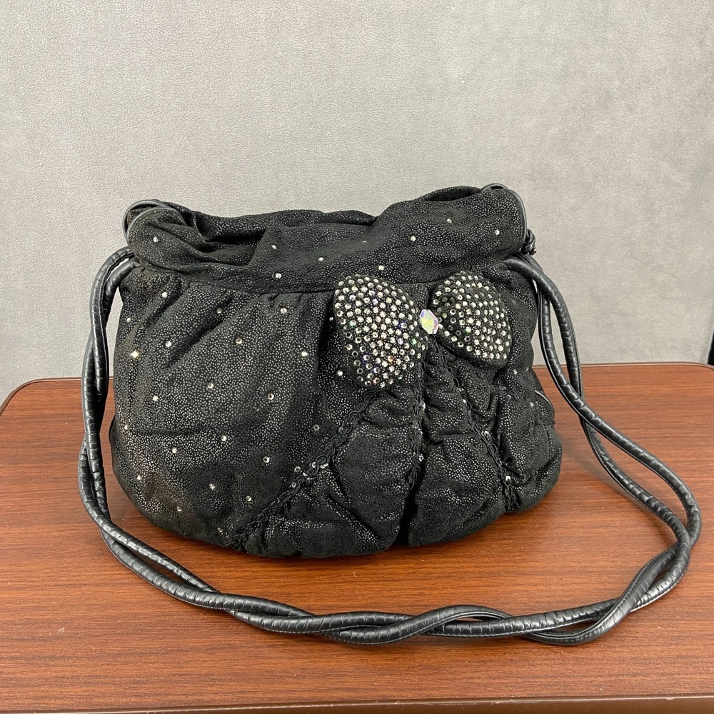 Vtg Rita Diana For Mylinka Handbag Womens Black Sparkly Embellished Mini Purse